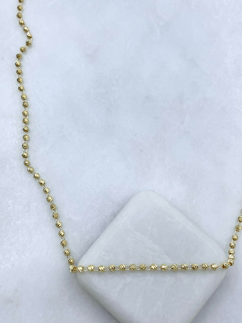 Altın Kaplama Işıltılı Topçuk Zincir Kolye 60 cm Gold