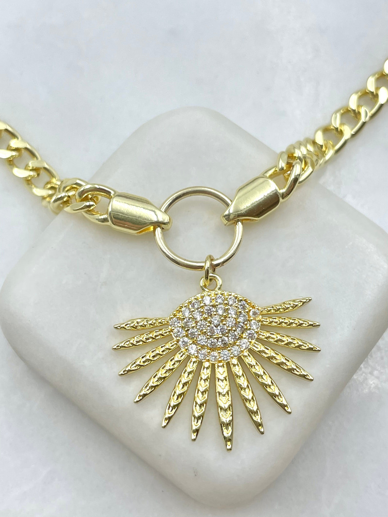 Güneş Sallantılı Zincir Kolye Gold