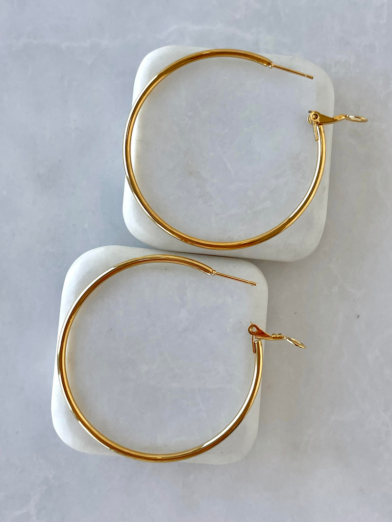 Çelik Basic Halka Küpe 5 cm Gold