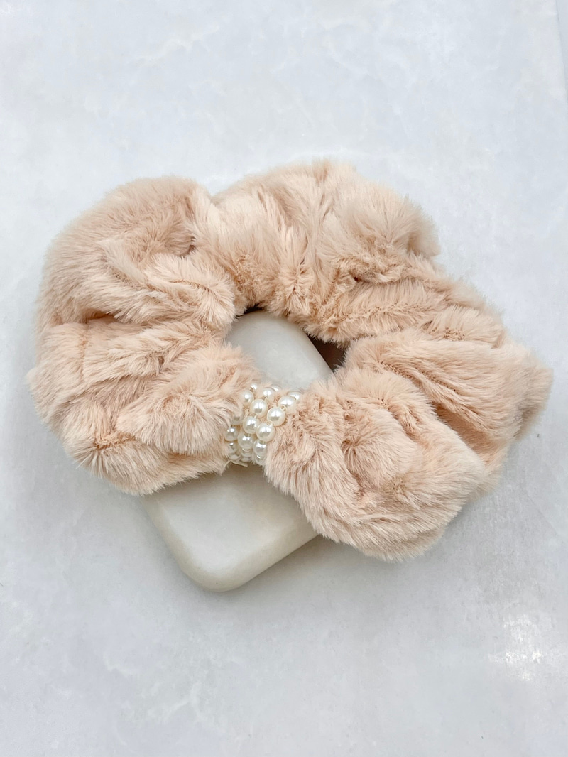 Peluş Scrunchie Toka Toz Pembe