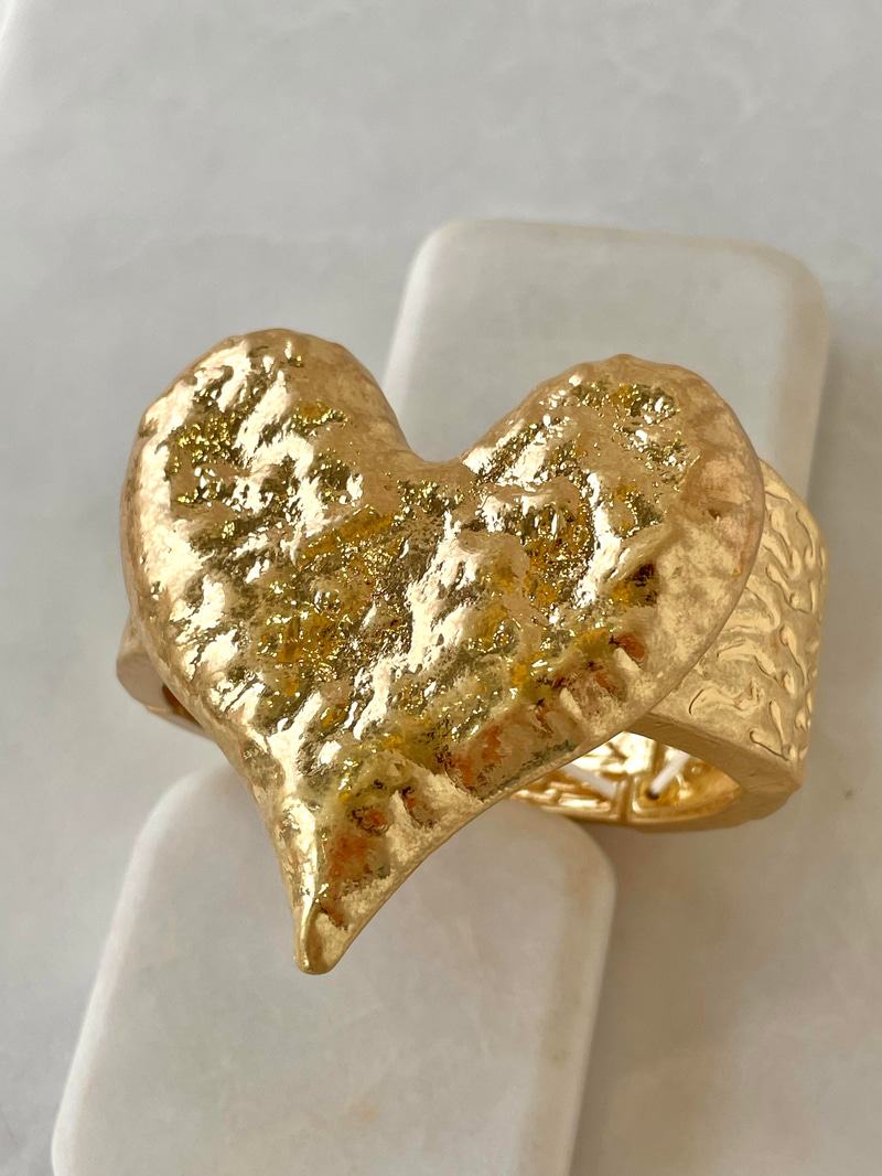 Eskitme Ezme Kalp Esnek Bileklik Gold