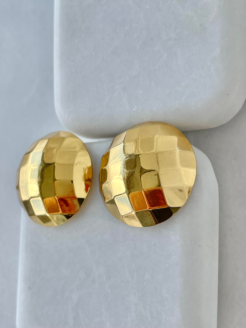 Çelik Işıltılı Daire Küpe Gold