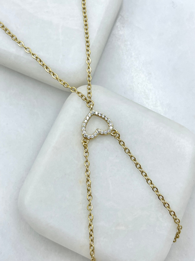 Çelik Gömme Taşlı İçi Boş Kalp Şahmeran Gold