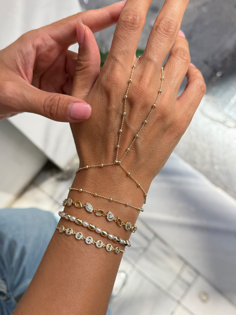 Minimal Altılı Daire Göz Asansörlü Bileklik Gold