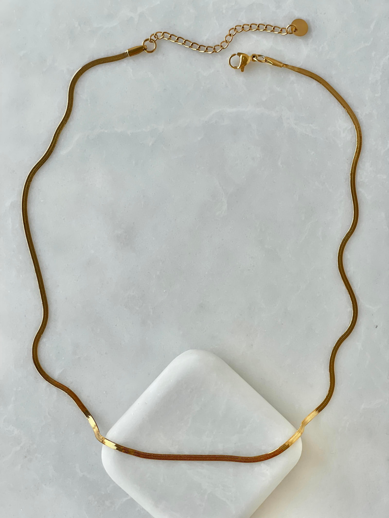 Çelik Minimal İtalyan Zincir Kolye 45 cm Gold