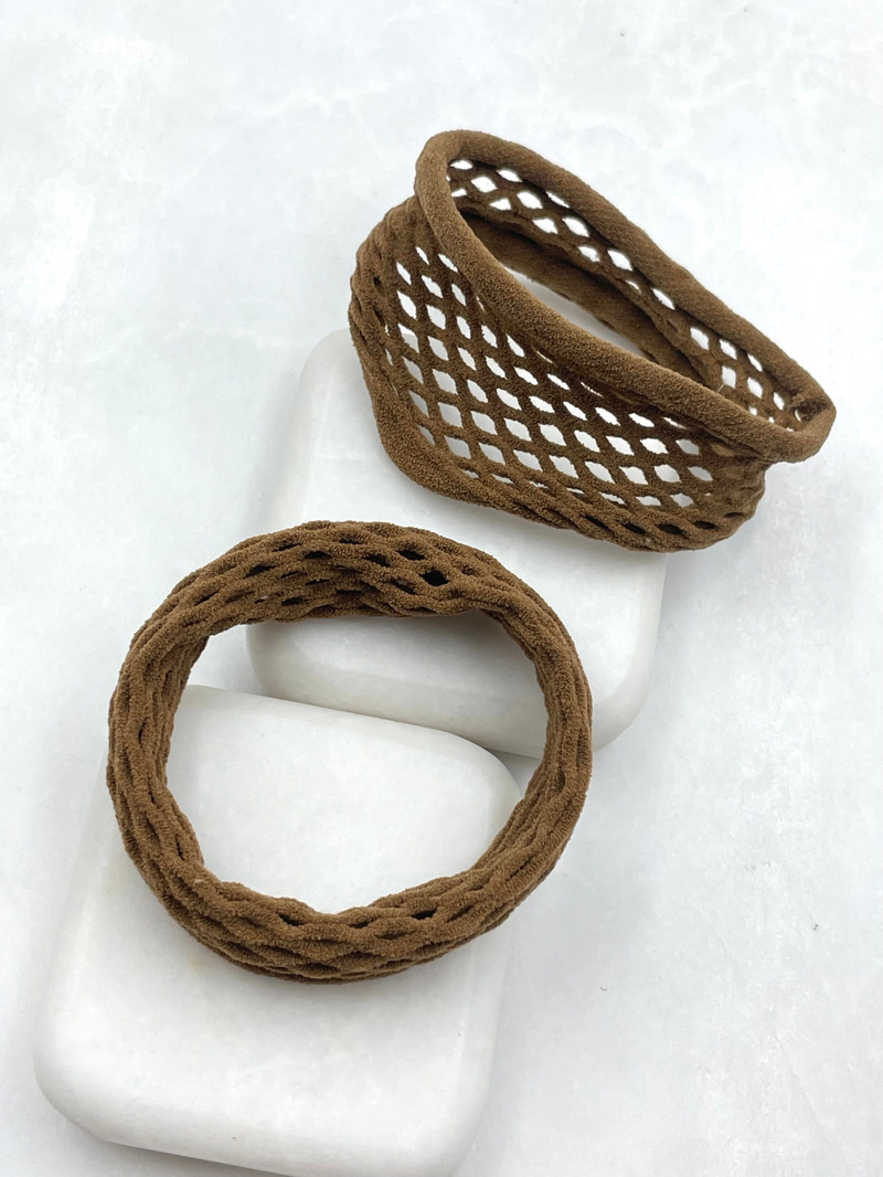 File İkili Scrunchie Toka Kahve