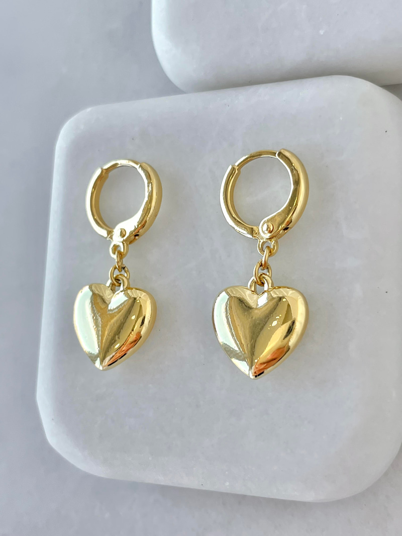 Özel Seri Kalp Sallantılı Basic Halka Küpe Gold