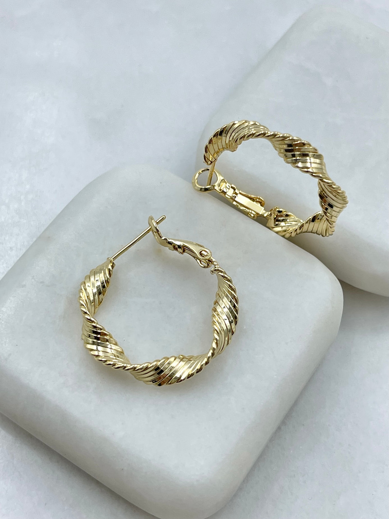 Altın Kaplama Sarmal Halka Küpe Gold