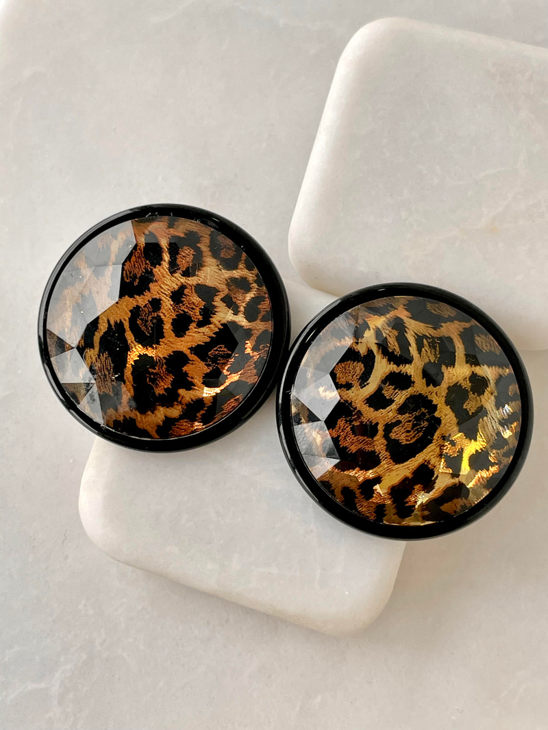 Yansımalı Leopar Daire Küpe