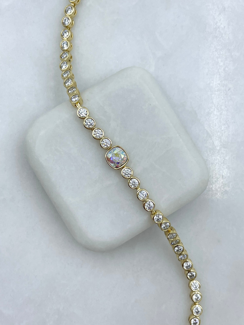 Özel Seri Swarovski ve Kristal Taşlı Bileklik Gold