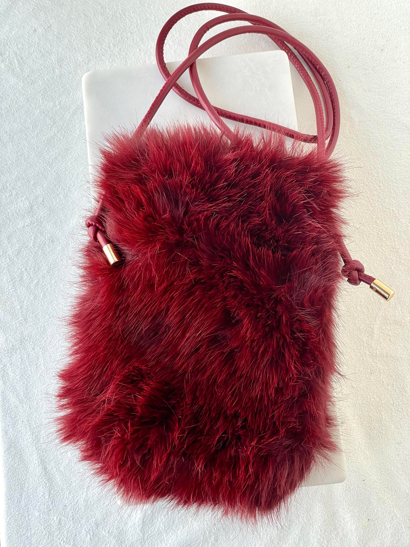 Mini Peluş Çanta Bordo