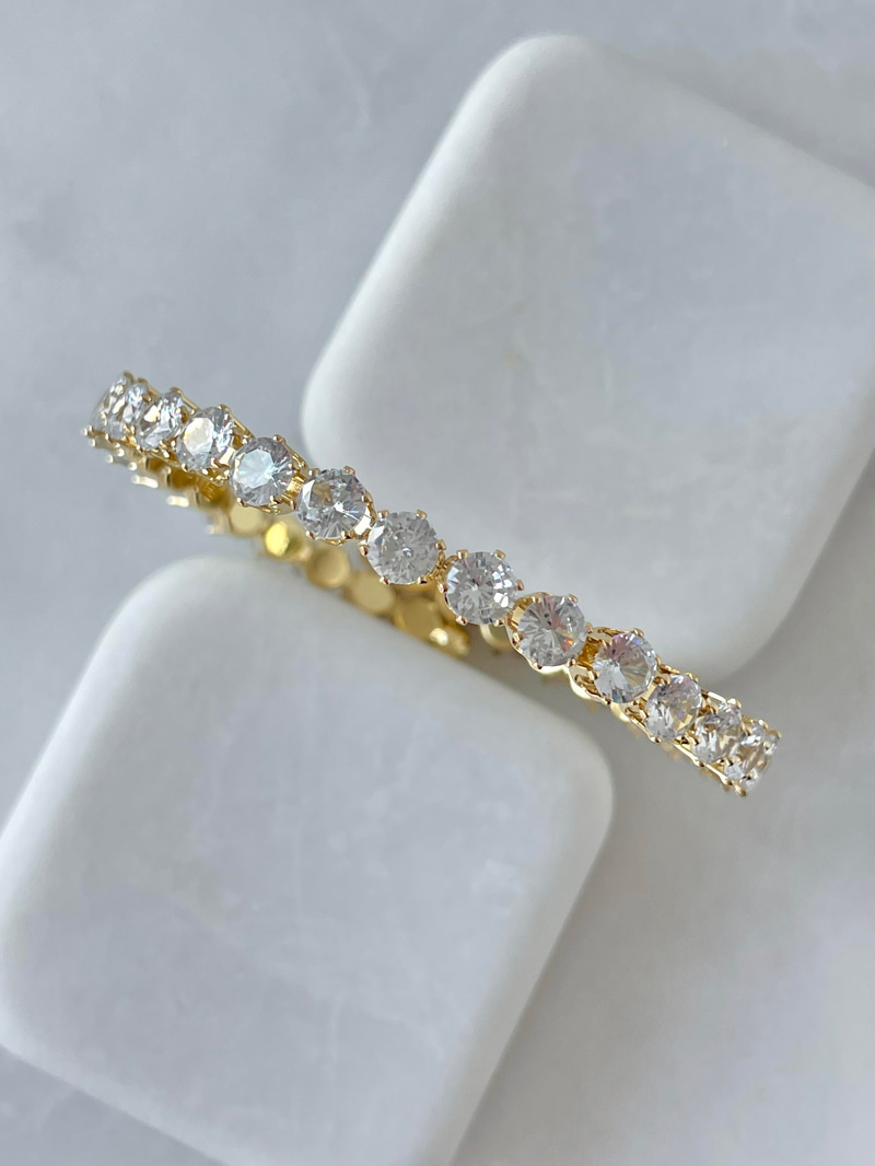 Altın Kaplama Daire Kristal Taşlı Yaylı Bileklik Gold