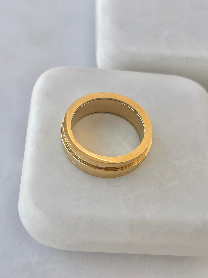 Çelik Ayarlanabilir Tarih Yüzük Gold