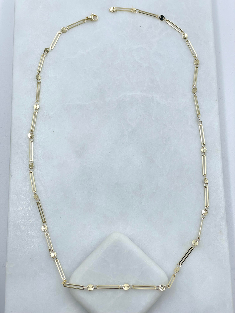 Altın Kaplama Plaka ve Ataç Zincir Kolye Gold