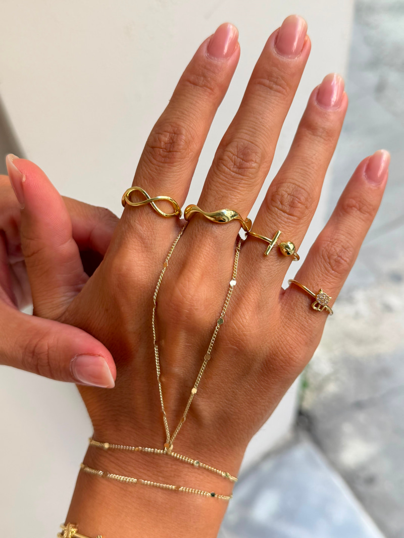 Dalga Model Yüzük Kombini Gold