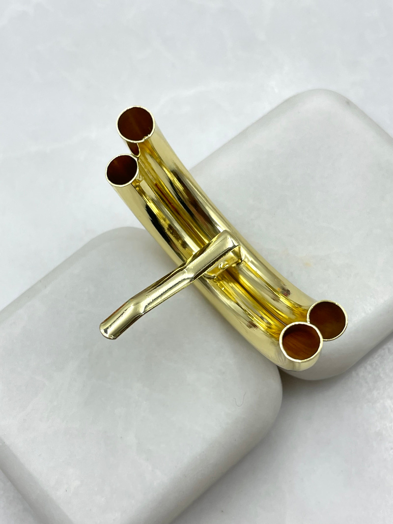 Metal İkili Boru At Kuyruğu Tokası Gold
