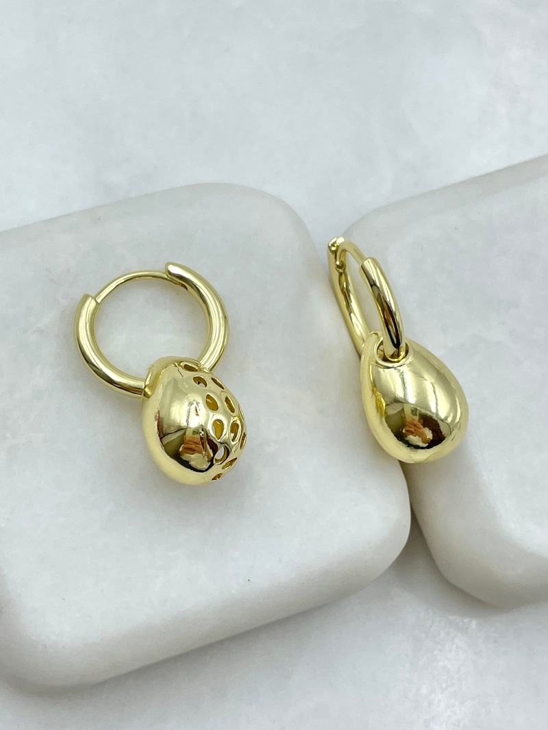 Damla Charmlı Halka Küpe Gold