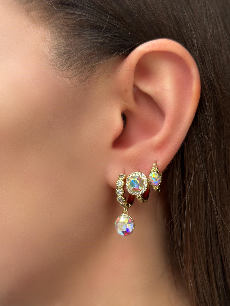 Özel Seri Vintage Swarovski Halka Küpe Gold