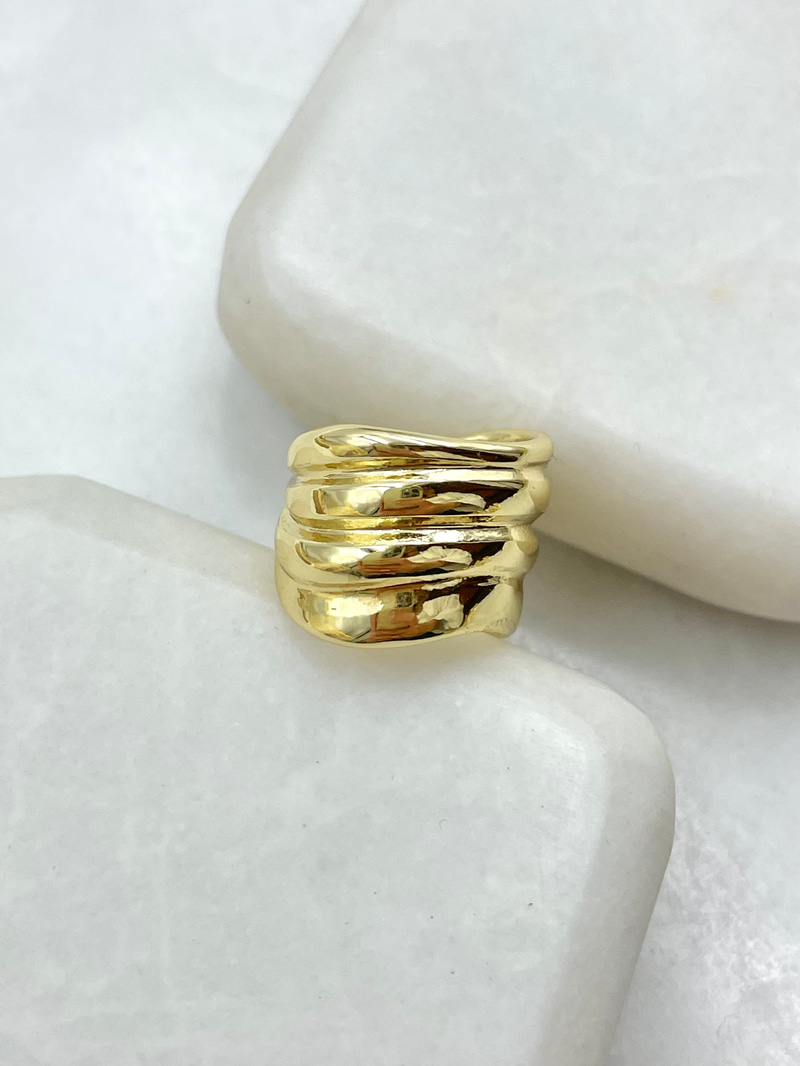 Bombe Dalga Plaka Kıkırdak Küpe Gold