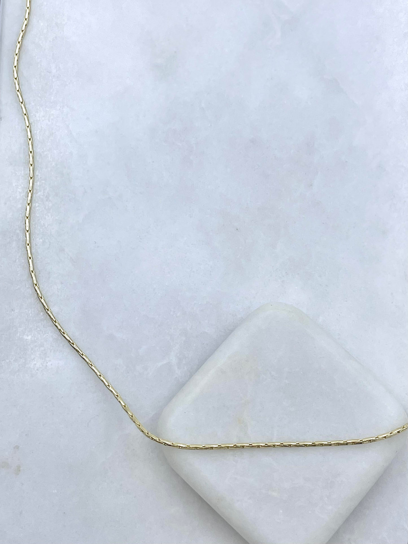 Altın Kaplama Küp Zincir Kolye 60 cm Gold