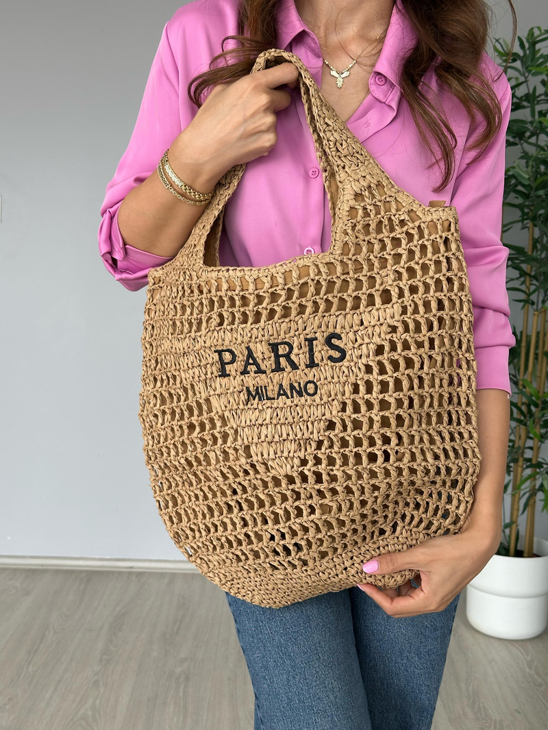 Paris Hasır Çanta Kahve