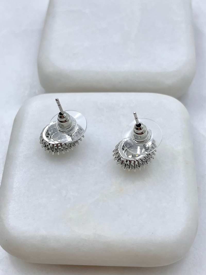 Altın Kaplama Gömme ve Kristal Taşlı Damla Küpe 1.2 cm Gümüş