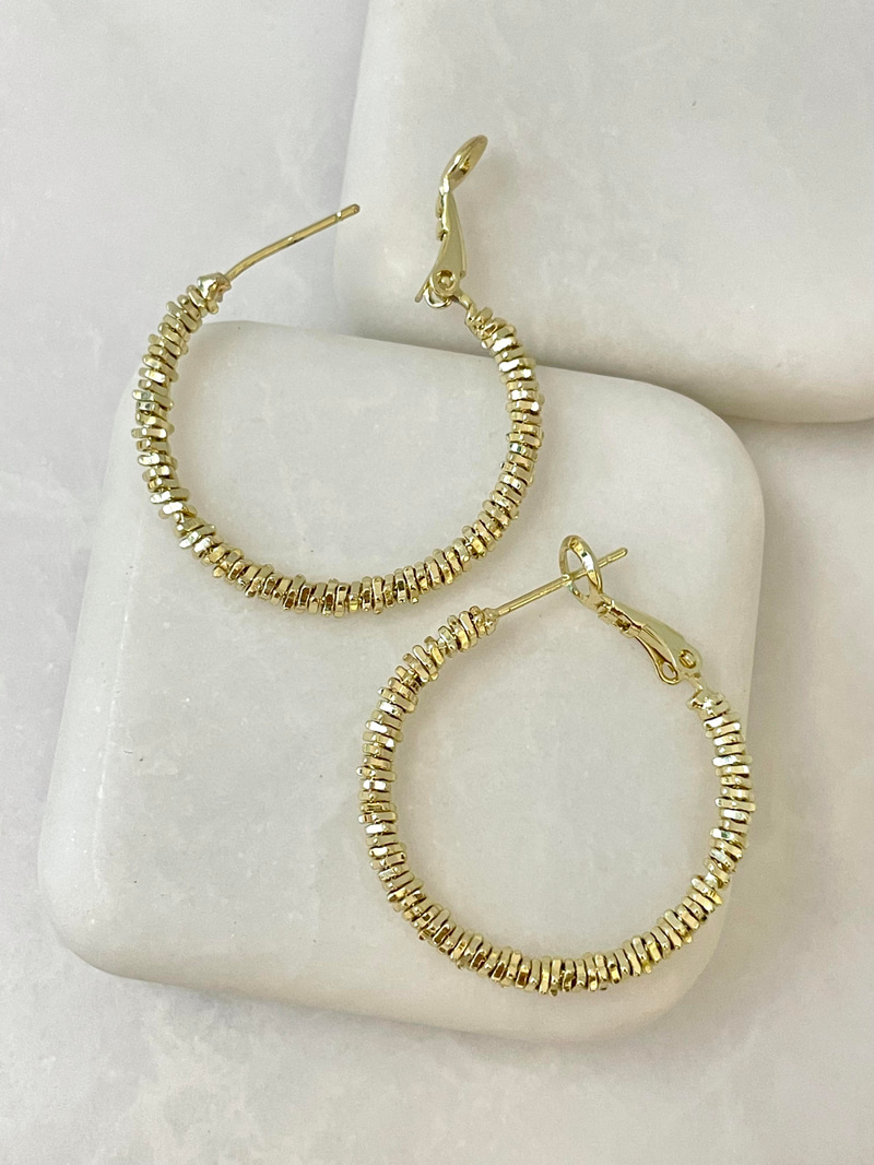 Özel Seri Işıltılı Halka Küpe Gold