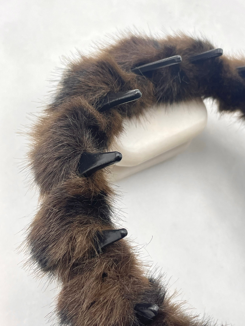 Leopar Peluş Taraklı Taç Acı Kahve