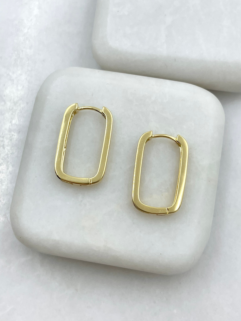 Özel Seri Swarovski Taşlı Dikdörtgen Küpe Gold