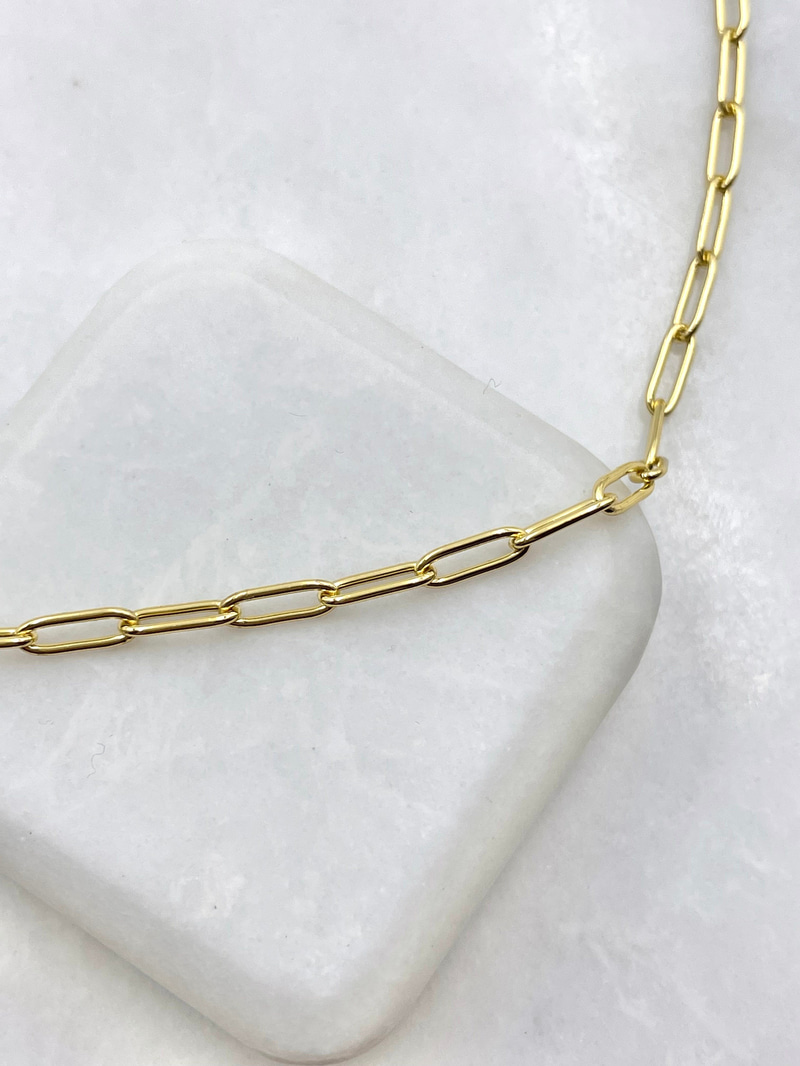 Çelik Minik Ataç Kolye 60 cm Gold