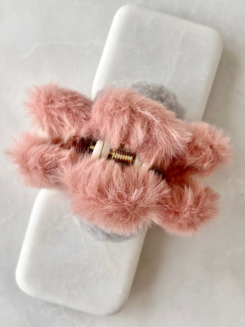 Peluş Çiçek Mandal Toka Pembe