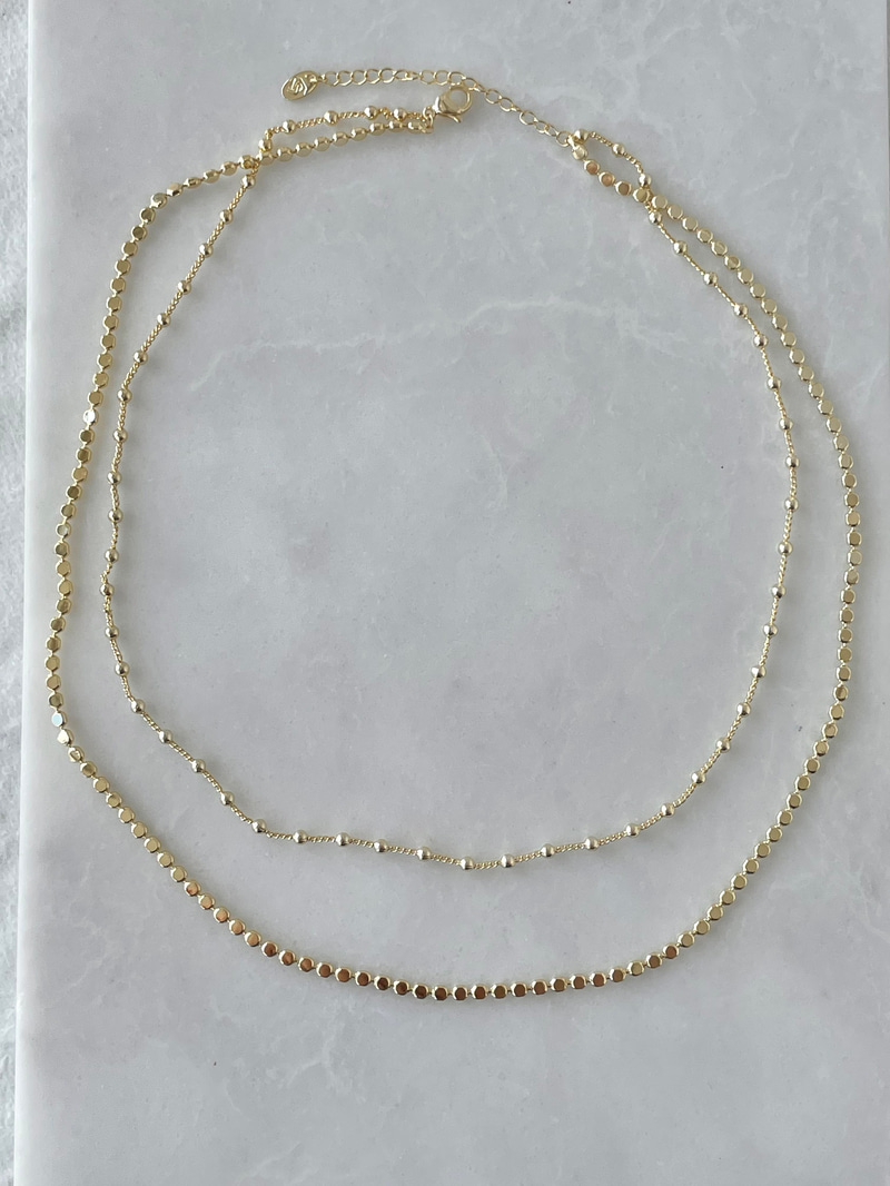 Altın Kaplama Topçuk ve Arpa Model İkili Kolye Gold