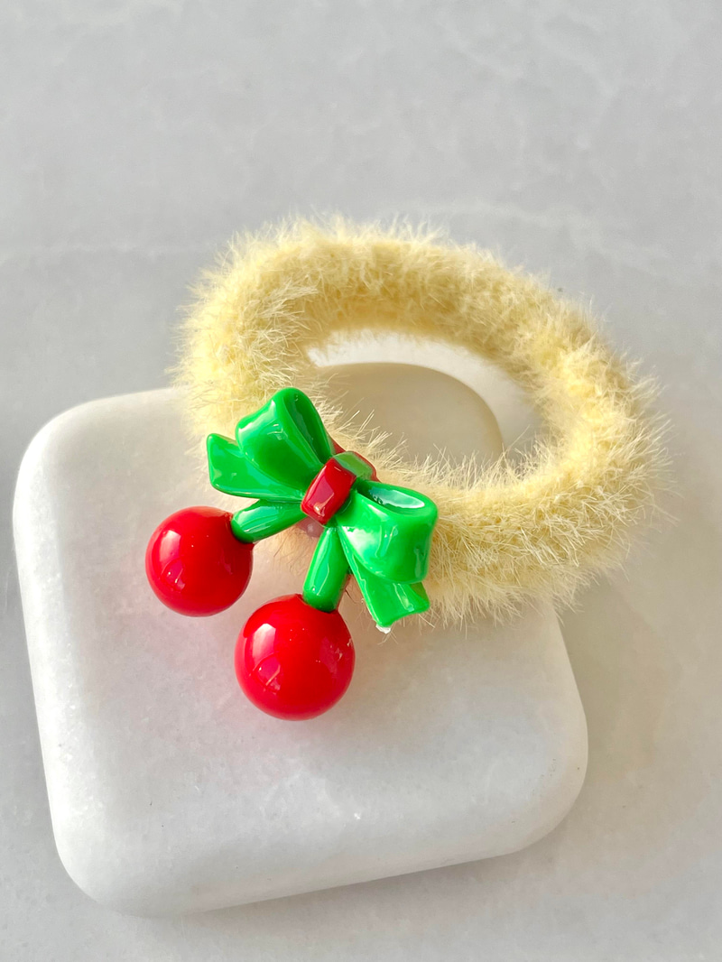 Kirazlı Scrunchie Toka Sarı
