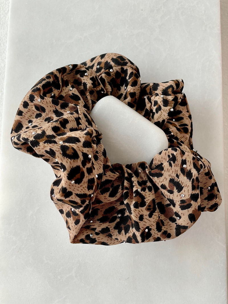 Işıltılı Leopar Scrunchie Toka Vizon