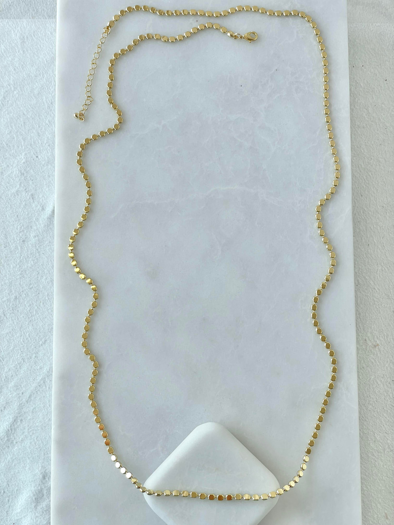 Altın Kaplama Arpa Zincir Kolye 80 cm Gold