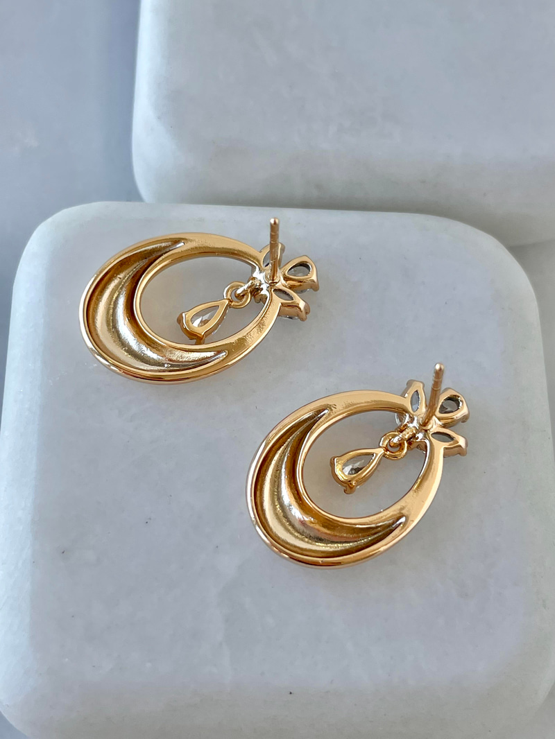 Özel Seri Kristal Taşlı Oval Küpe