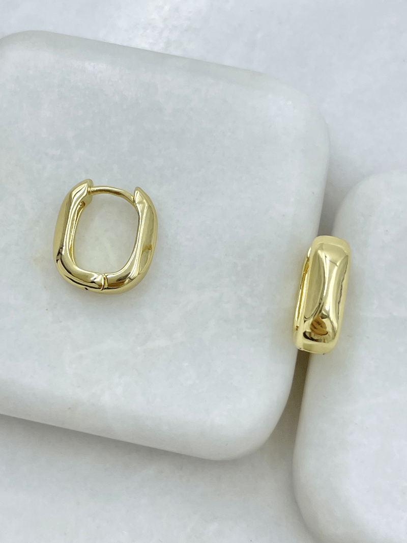 Altın Kaplama Yansımalı Kare Kesim Küpe Gold