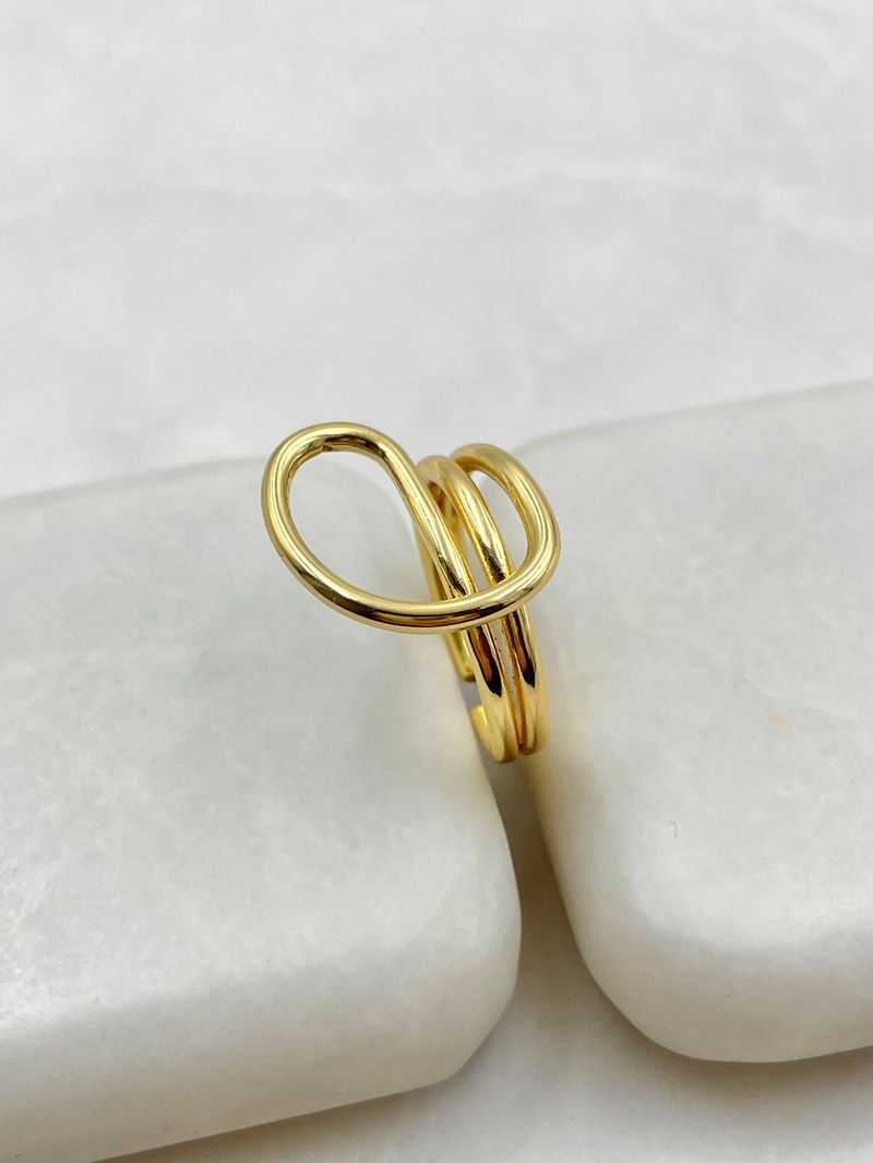 İçi Boş Oval Plaka Yüzük Gold