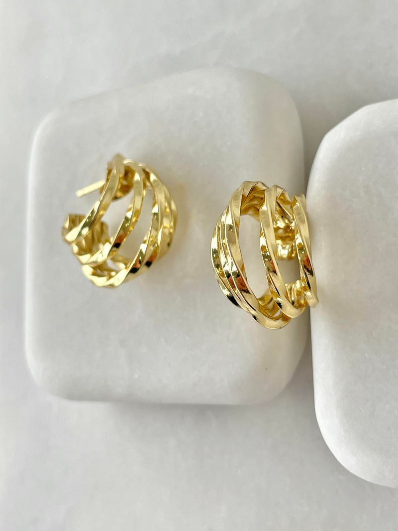 Özel Seri Beşli Görünüm Halka Küpe Gold