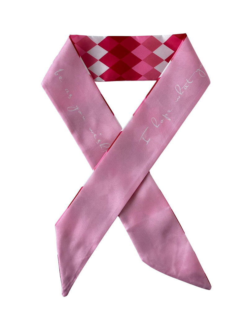 Baklava Desenli Pembe Bandana Fular Renkli