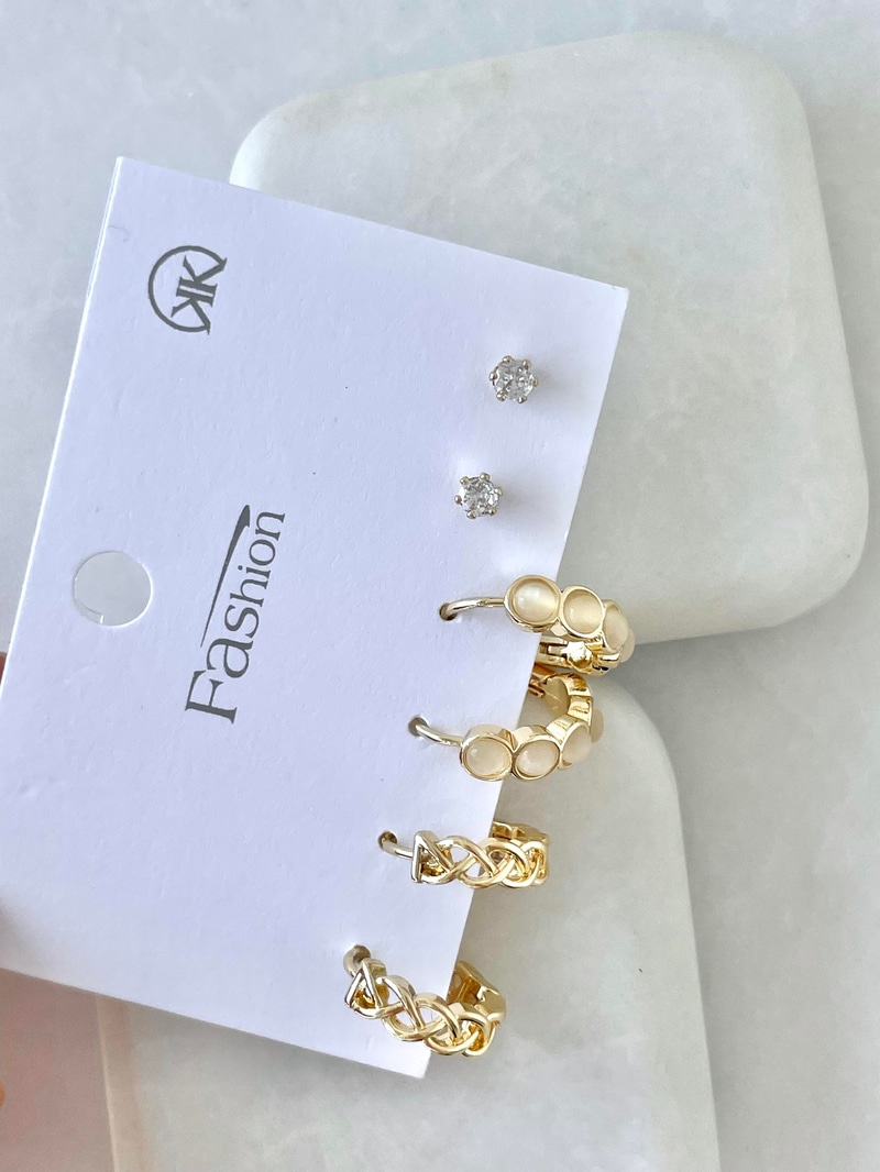 Altın Kaplama Altılı Burgu Model Küpe Gold
