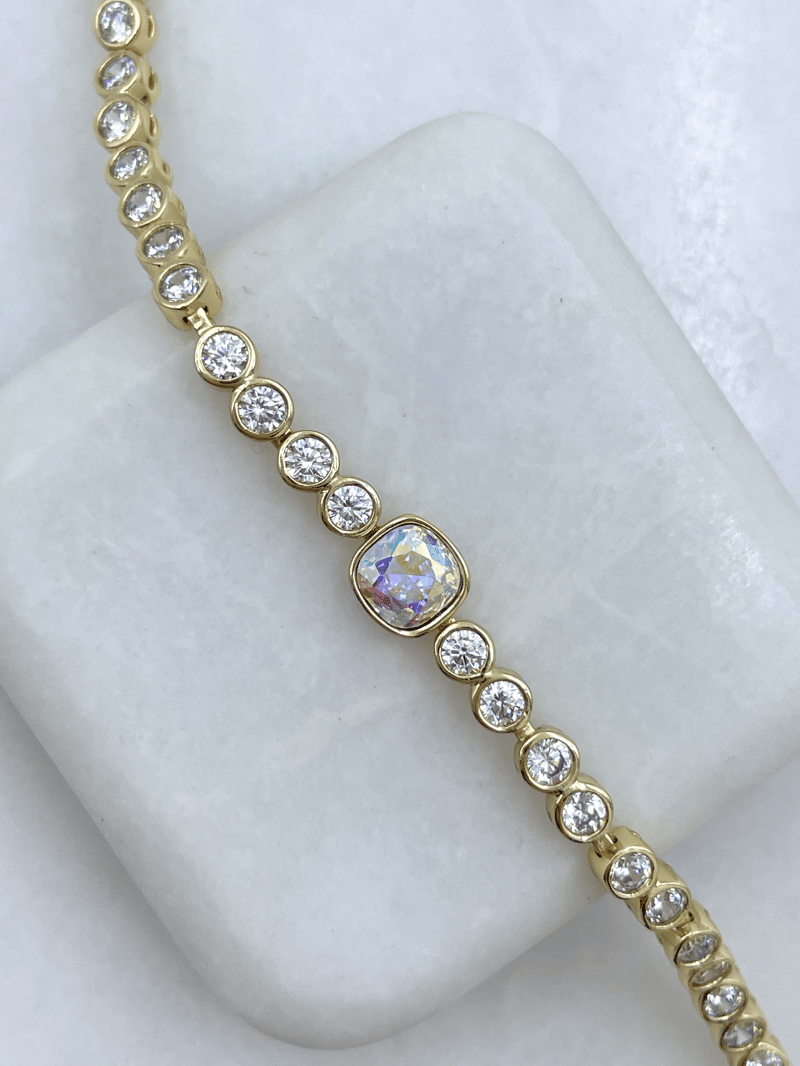 Özel Seri Swarovski ve Kristal Taşlı Bileklik Gold