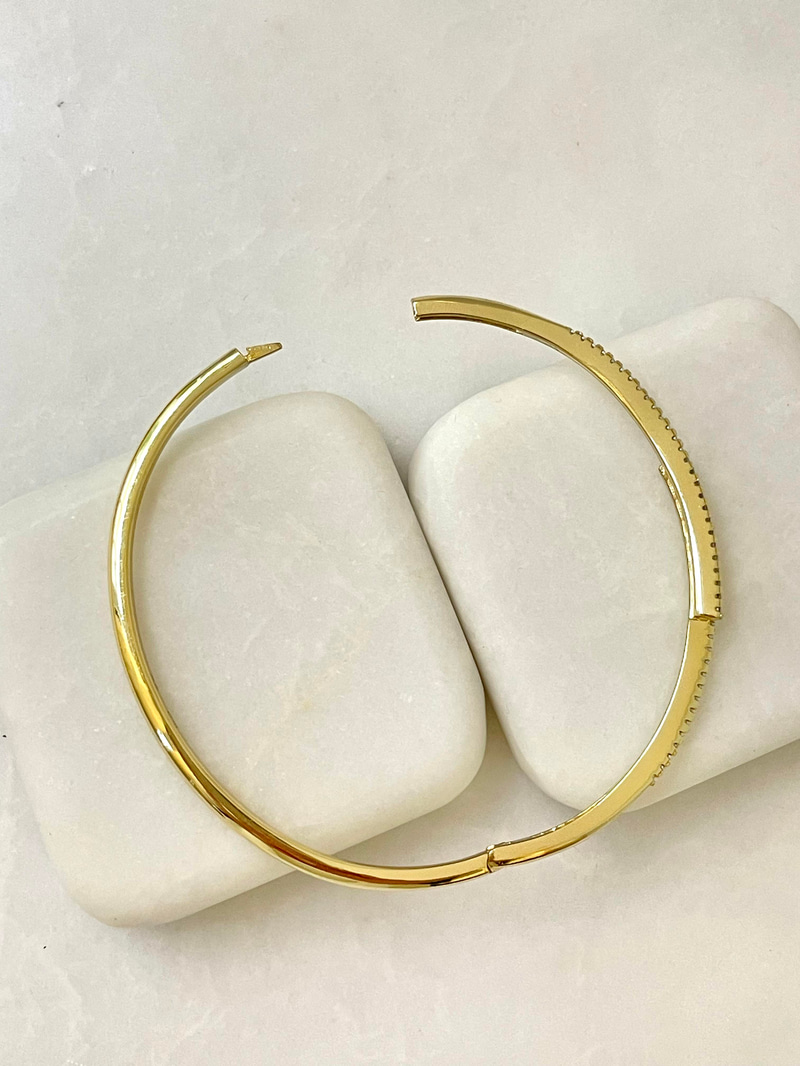 Özel Seri Zirkon Taşlı Birleşim Kelepçe Gold