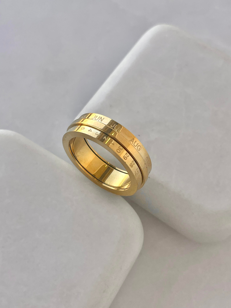 Çelik Ayarlanabilir Tarih Yüzük Gold