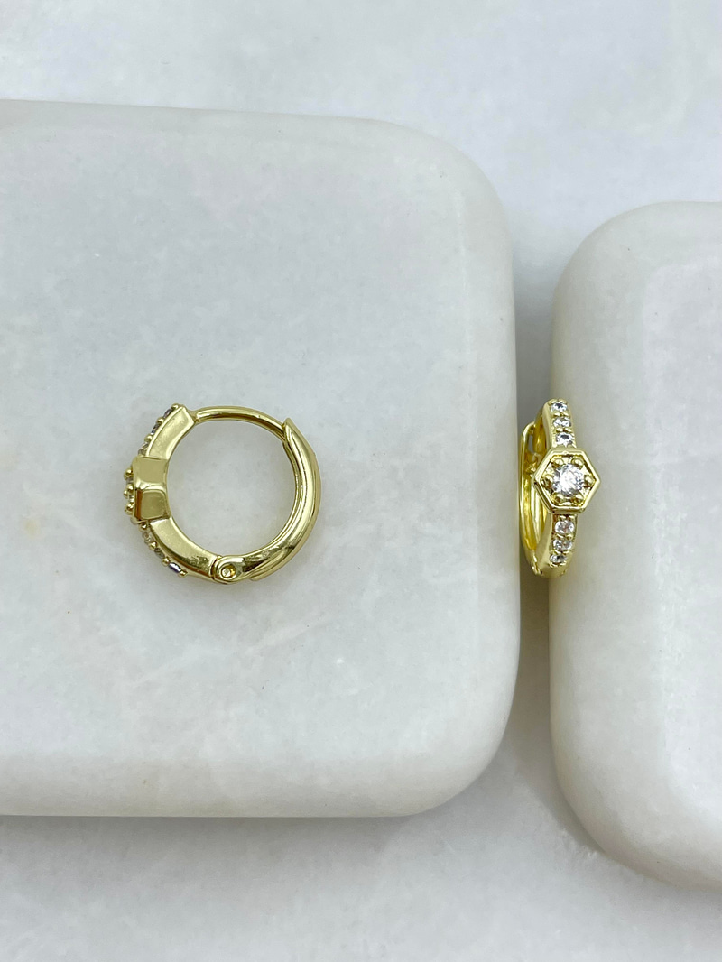 Özel Seri Minimal Altıgen Küpe Gold