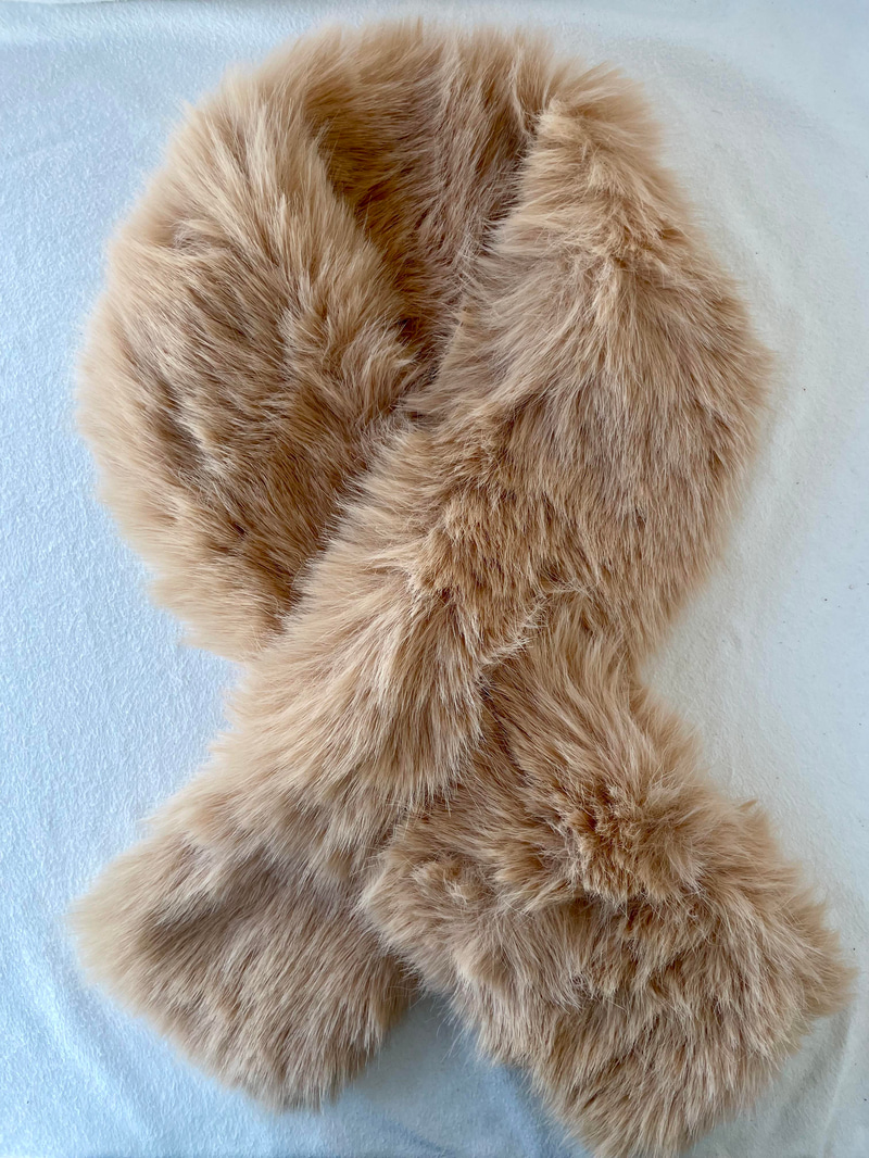 Peluş İçten Geçmeli Atkı Camel