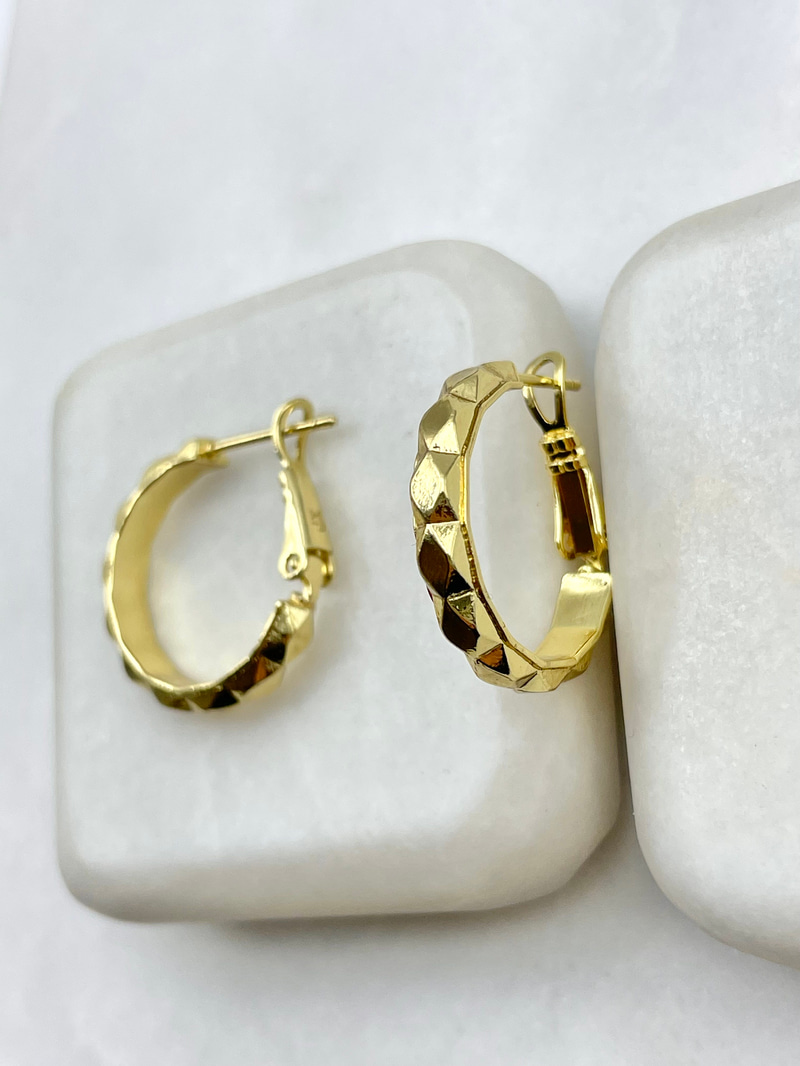 Özel Seri Üçgen Yansımalı Halka Küpe 2.1 cm Gold