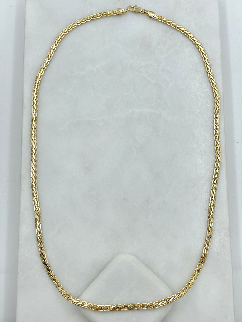 Özel Seri İşlemeli Örme Zincir Kolye 60 cm Gold