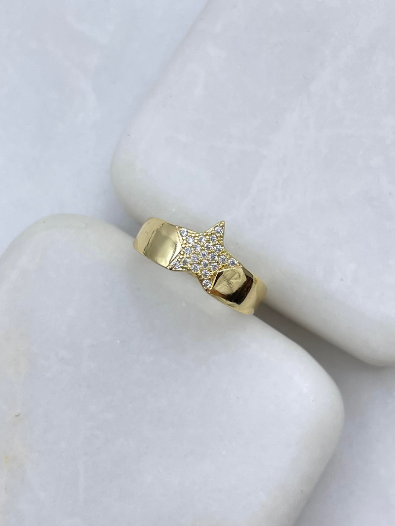 Altın Kaplama Yıldız Model Serçe Parmak Yüzüğü Gold