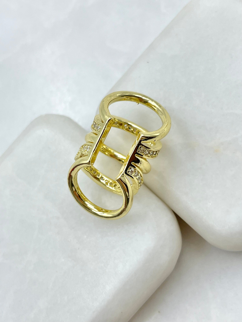 Beşli Gömme Taşlı Kıkırdak Küpe Gold